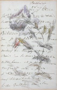 Eerste pagina van een brief van de schilder Manet aan zijn vriend en model, Mery Laurent